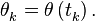 \theta _{k}^{{}}=\theta \left( t_{k}^{{}} \right).
